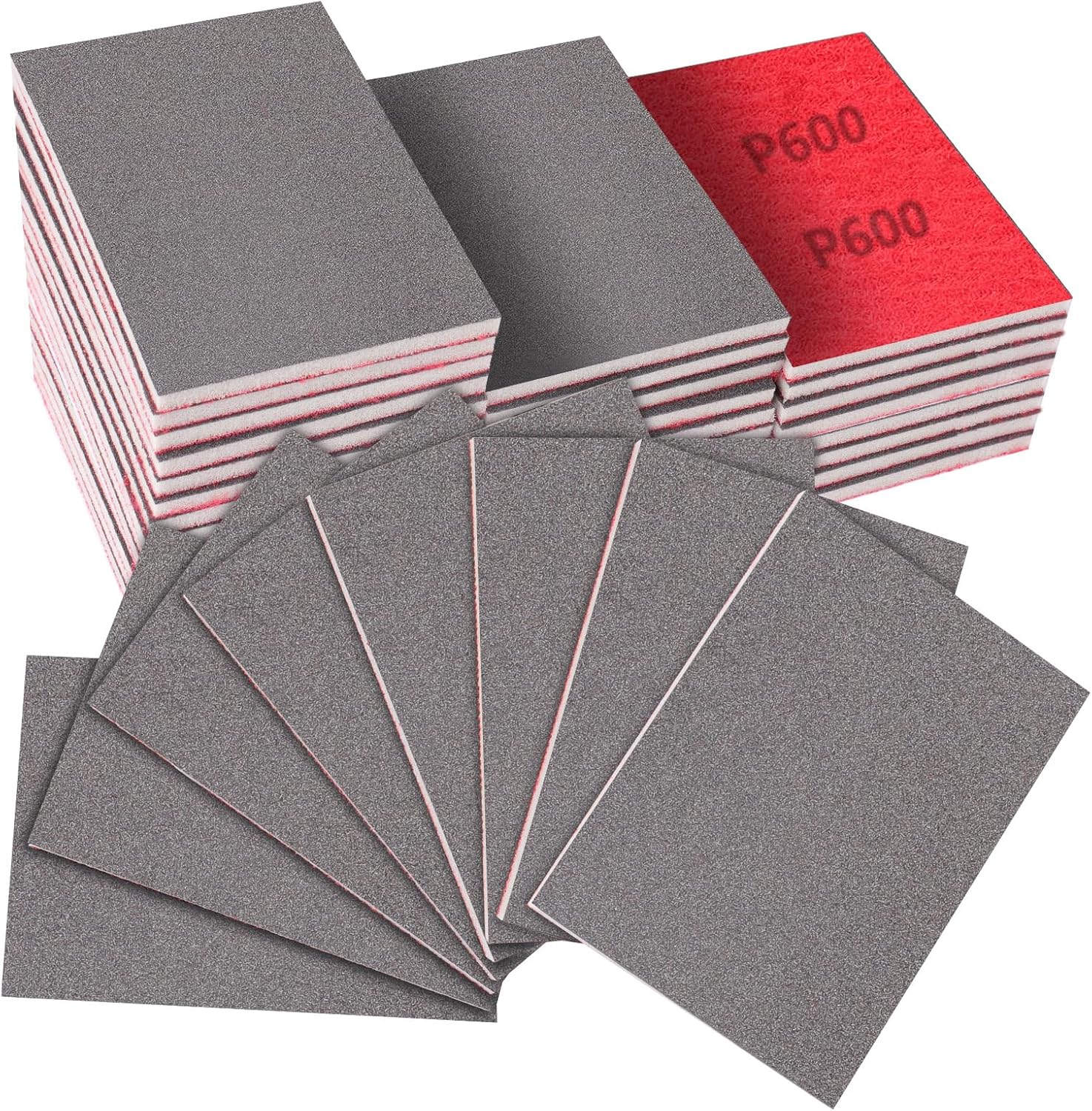 32PCS 600 Grit Sanding Sponge Set, 3x4 Inch Hook & Loop Wet Dry Sanding Pads for Wood, Metal, Auto Body - Foam Sanding Sponges for Furniture, Crafts, Drywall & Model Polishing