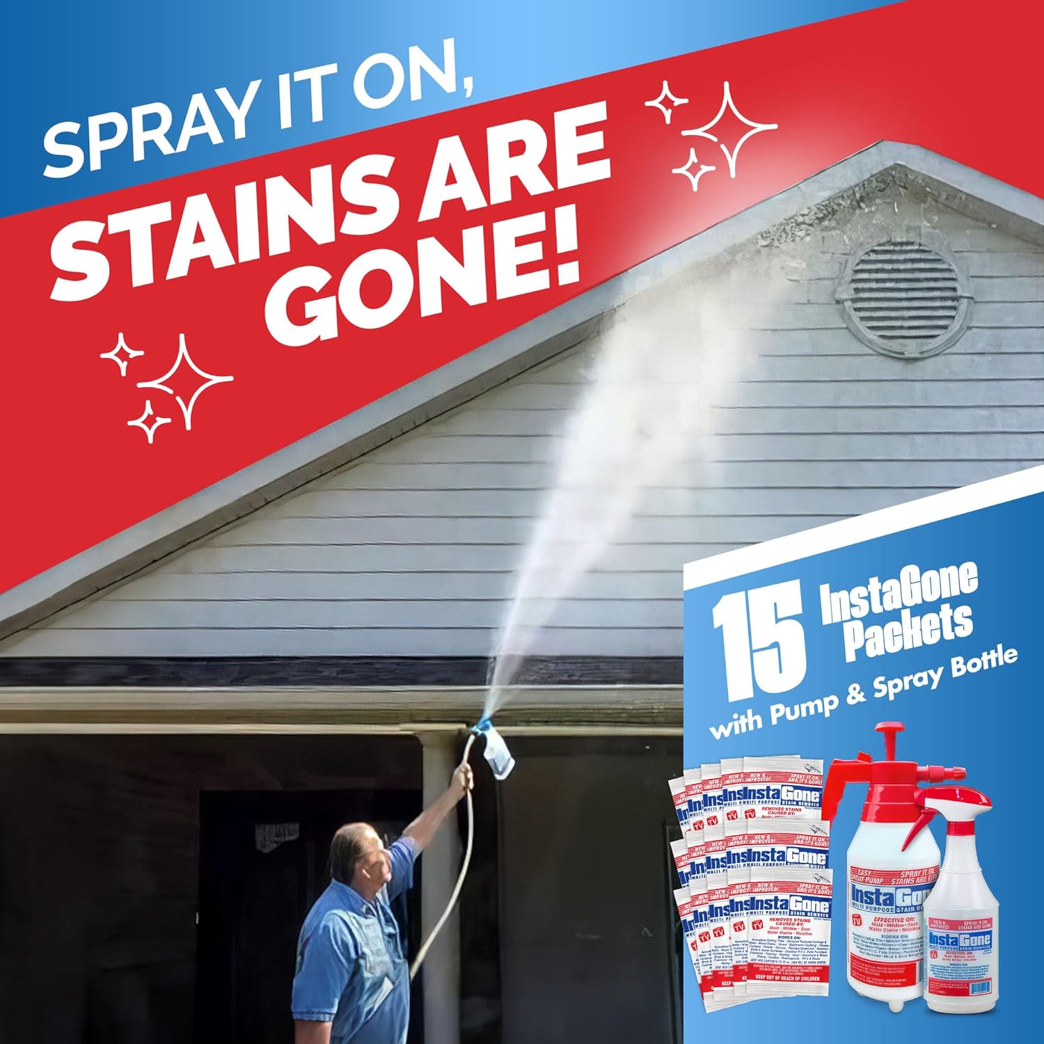 Cleaning Supplies, All Purpose Cleaner, 24oz, Spray Bottle, and 48oz Pump Bottle, with 0.8oz 15 pcs Refill Packs, Household Items, Household Cleaning, Multipurpose Cleaner, Stain Remover