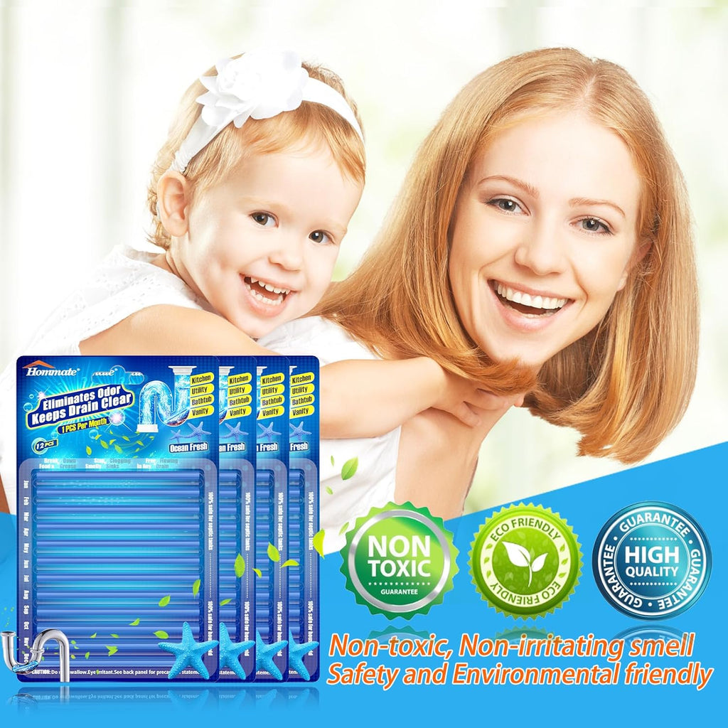 Drain Sticks Drain Cleaner Sticks Keeps Drains and Pipes Clear and Odor-free for Sink Pipe Cleaning Sticks for Drains As Seen On TV