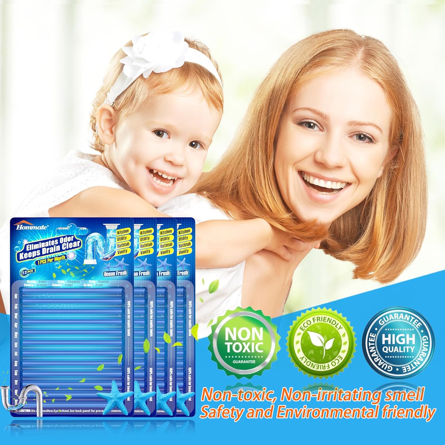 Drain Sticks Drain Cleaner Sticks Keeps Drains and Pipes Clear and Odor-free for Sink Pipe Cleaning Sticks for Drains As Seen On TV