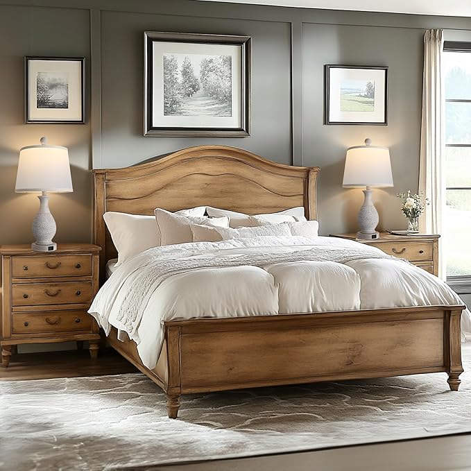 PARTPHONER Traditional Table Lamps Set of 2, Bedside Touch Lamp with USB C+A Charging Ports, Rustic Farmhouse Table Lamps for Living Room Bedroom, Side Table Lamp with White Fabric Shade, Antique Grey