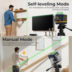 CIGMAN Laser Level Self Leveling 3x360° 3D Green Cross Line for Construction and Picture Hanging, Rechargeable battery, Remote Controller, Magnetic Rotating Stand Included