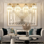 Aipsun Bathroom Lighting Fixtures Modern Crystal Vanity Light Brass 4 Light Bathroom Vanity Light (Exclude Bulb)