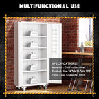 Greenvelly White Metal Storage Cabinet with Wheels, 73" Steel Garage Rolling Cabinet with Doors and 4 Shelves, Tall Locking Cabinets Tool Lockable Storage Cabinets for Basement, Pantry, Home Office
