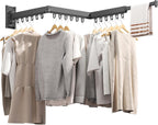 Grey Color Laundry Rack - Wall Mounted, Collapsible Clothes Drying Rack With Loop-type Hooks