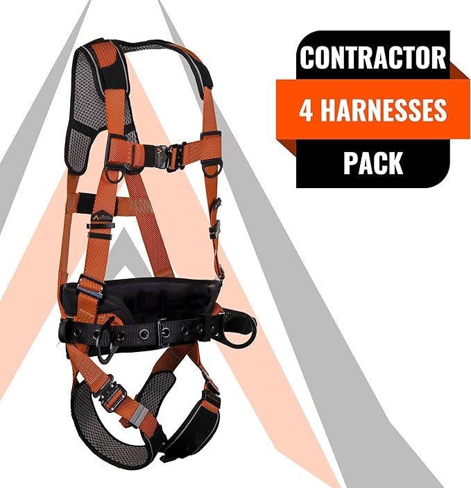 Malta Dynamics Warthog Comfort MAXX - Safety Harness for Construction – Fall Protection Equipment with Removable Belt and Lumbar Support, Side D-Rings, and Padding, OSHA & ANSI Compliant (XXL)