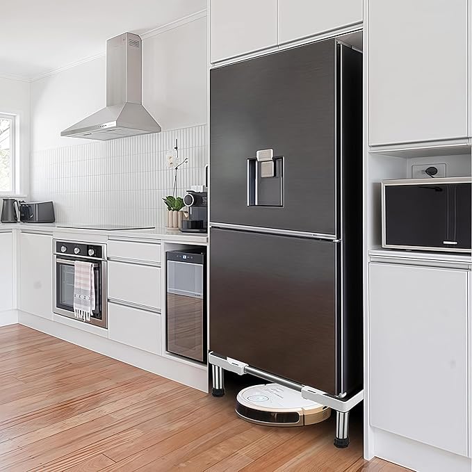 SEISSO Mini Fridge Stand Adjust Height 7"-8.2"-Large Adjustable Washing Machine Stand with 4 Adjutable Feet, Load Capacity 770LB. Refrigerator Stand, Washer and Dryer Pedestals Stand for Home Appliance Width 23"-32"