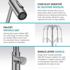 KRAUS Oletto 2-in-1 Commercial Style Pull-Down Single Handle Water Filter Kitchen Faucet for Reverse Osmosis or Water Filtration System in Matte Black, KFF-2631MB