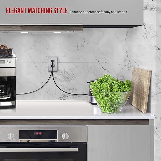 ENERLITES Elite Series Decorator Receptacle, Child Safe Tamper-Resistant Outlet, Self-Grounding, Residential Grade, 15A 125V, UL Listed, 61501-TR-SVWBP, Brushed Silver With Wall Plate