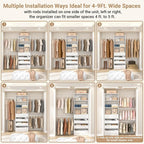 Aheaplus Closet System Set of 2, 4-9Ft Wood Closet Organizer with Drawers & Shelves, Closet Organizer System with 8 Hanging Rods, Walk-in Closets Organizer Wardrobe Closet Rack, White1