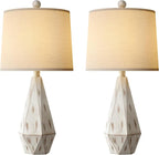 PoKat 23'' Farmhouse Table Lamps Set of 2, Beige Rustic Lamps for Living Bedroom Night Stands, Bedside Nightstands Living Room Table Lamps for End Side Table, Beige and White