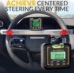 Steering Wheel Level Alignment Tool with Digital Angle Level & Magnetic Torpedo Vial - Adjustable Spring-Loaded Leveling Tool - Universal Steering Wheel Compatibility