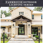 zeyu Large Farmhouse Outdoor Wall Light, 21 Inch Exterior Porch Light Fixture for Front Porch Garage, Die-Cast Aluminum with Seeded Glass, Black Finish, ZD99B-M BK