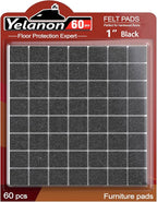 Yelanon Felt Furniture Pads -60 Pcs Premium Felt Pads for Chair Legs Furniture, Floor Protectors for Hardwood Floors, Black