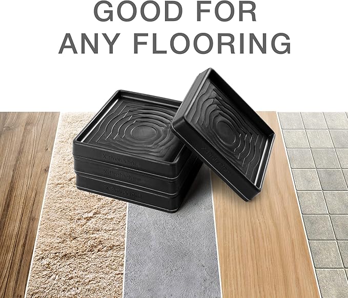 Furniture Cups X-PROTECTOR – 3" Caster Cups 4 PCS – Black Furniture Coasters – Ideal Bed Stoppers – Non Skid Furniture Pads with a Perfect Design – Rubber Furniture Pads - Protect Any Flooring!