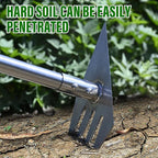 4-in-1 Garden Hoe Tool and Weeder, 56 Inch Ergonomic Long Handle Cultivator with Sharp Stainless Steel Blade, Heavy Duty Garden Hand Tiller for Weeding, Digging, Loosening Soil,Removing Moss