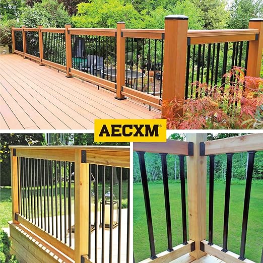 201 Stainless Steel 2" x 4" (Actually 1 ½" x 3 ½") Deck Railing Connector, for Deck Railing, Handrail, Barn and Beam end Connection Installation (4pc-Black)