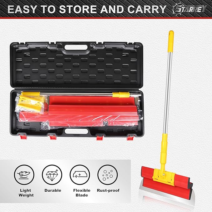 Drywall Skimming Blade Set with 30" - 48" Extension Handle 10in/16in/24in/32in Stainless Steel Skimming Blades for Wall Surface Smoothing Drywall Plaster Wallboard Includes Replaceable Blades