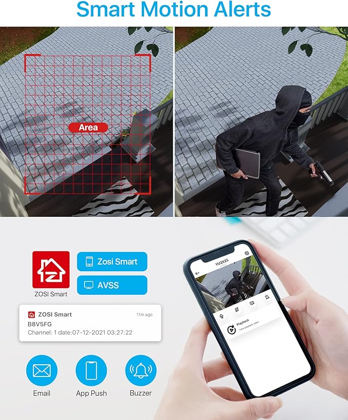 ZOSI 1080p H.265+ Security Camera System for Home, 5MP Lite 8 Channel CCTV DVR and 8 x 1080p Weatherproof Bullet Cameras Outdoor Indoor with 120ft Night Vision and 105°Wide Angle (No HDD Included)