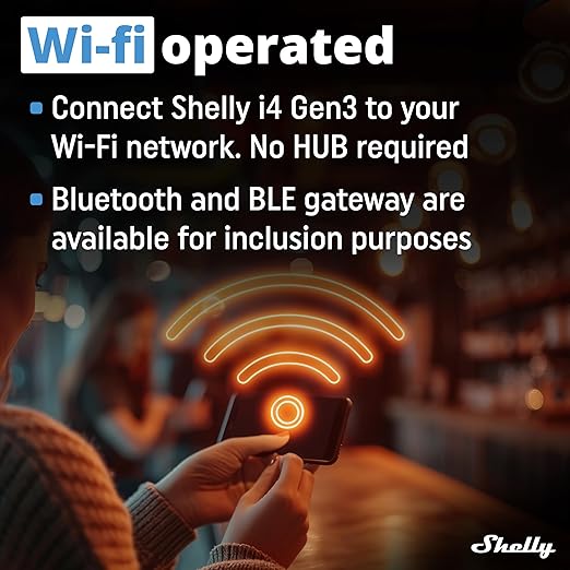 Shelly i4 Gen3 | WiFi Smart 4-Digital inputs Controller of Shelly Relays | Home Automation | Compatible with Alexa & Google Home | iOS Android App | No Hub | Remote Control | Multi-Click