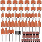 64Pcs Sanding Bits for Dremel Rotary Tools, 1/8" Shank Aluminum Oxide Grinding Stones and Sanding Drill Bits, Durable for Metal Rust Removal, Smoothing, Sharpening, Multiple Shapes to Meet More Needs
