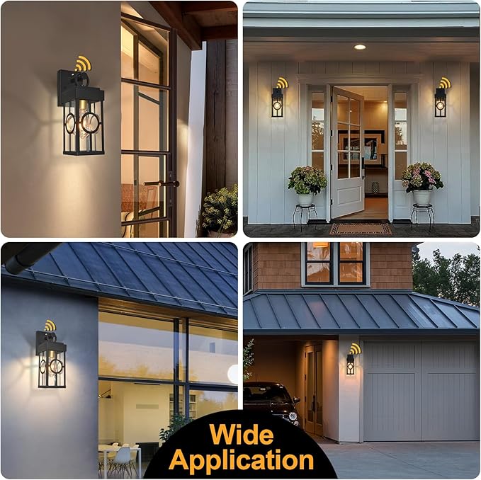 ALVIME Dusk to Dawn Outdoor Wall Light Fixtures, Exterior Light Fixture, Outdoor Wall Sconce, Porch Outside Lights for House, Entryway, Front Door, Backyard, Garage, E26 Base&High Strength Clear Glass