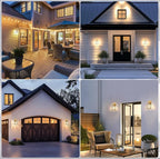 PARTPHONER Dusk to Dawn Outdoor Light Fixtures, 2-Pack Sensor Porch Lights, Waterproof Exterior Wall Sconce Lighting Lamp, Waterproof Wall Lantern for House, Doorway, Garage (Gold)