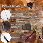 THARAHT Extendable Ostrich Feather Duster up to 16-47 inches Fluffy Feathers Long Handle Reusable for Cleaning Ceiling Fan Pendant lamp High Ceiling Blinds Furniture Feather Duster