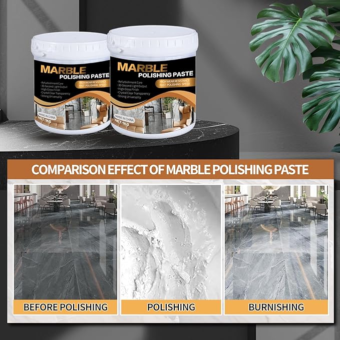 Marble Polishing Paste, Professional Marble Cleaner & Quartz Polish, Stone Sealer & Protector for Countertops, Floors, and Walls – Marble Polishing Compound Kit, 2.2LB (2 Piece)
