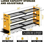 Power Tool Organizer Wall Mount,Cordless Drill Organizer,4 Layers Large Capacity Tool Rack with 8 Drill Holders(YELLOW)