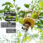 Fruit Picker Pole with Basket Telescoping 5-30 ft Apple Picker Extension Pole // Telescopic Fruit Tree Picker Tool for Picking Orange Mango Avocado Lemon Pear // The Ultimate High-Reach Fruit Grabber