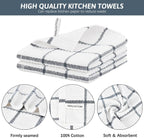 Nialnant Cotton Terry Dish Cloths,8 Pack Dish Rags for Washing Dishes,Super Soft and Absorbent Cleaning Rags - Grey Plaid