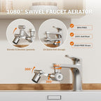 Frizzlife Water Filter for Sink Faucet Extender Aerator, 9pcs Filter Reduce 99% Chlorine, 1080° Rotating Brass Swivel Aerator, 2 Modes Attachment Faucet Filter for Skin/Kitchen/Bathroom Sink, FF1080