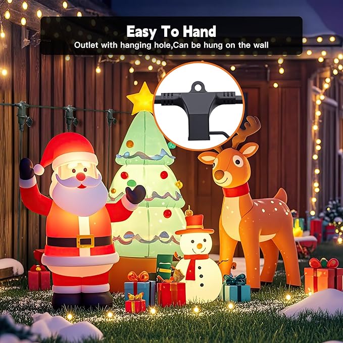 50FT Outdoor Extension Extension Cord for Halloween Christmas Inflatables with Multiple Outlets Black Electrical Cord with Multiple Plugs Outdoor Christmas Blow Up Decorations Light Extension Cords