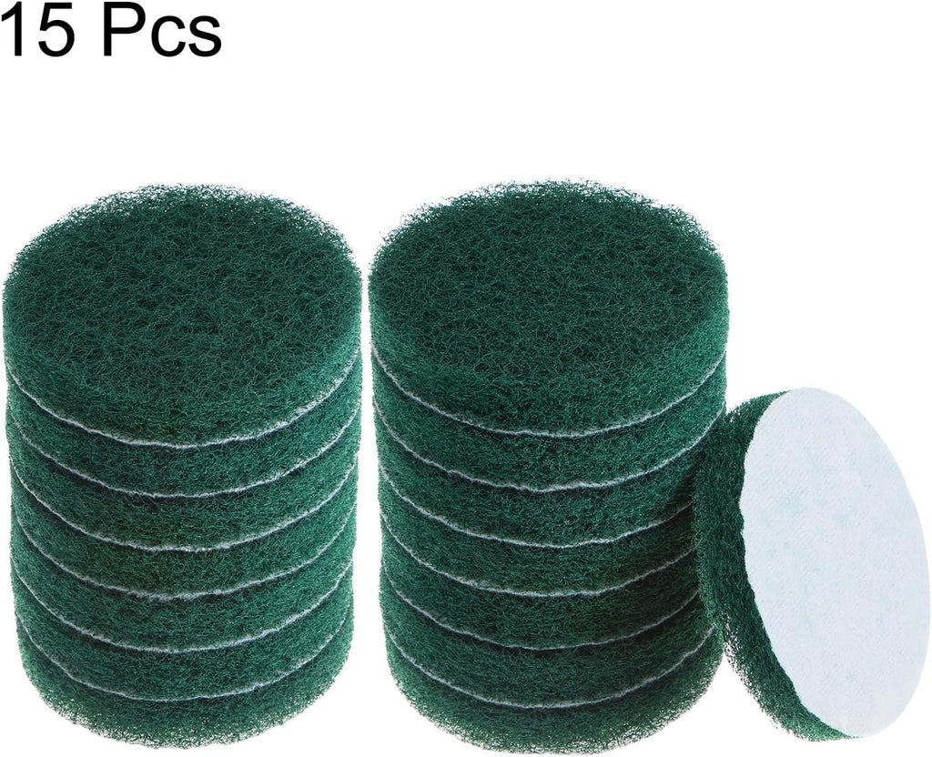 HARFINGTON 15pcs Drill Power Brush 4 Inch Tile Scrubber Scouring Pads 180-240 Grit for Bathroom Kitchen Household Cleaning