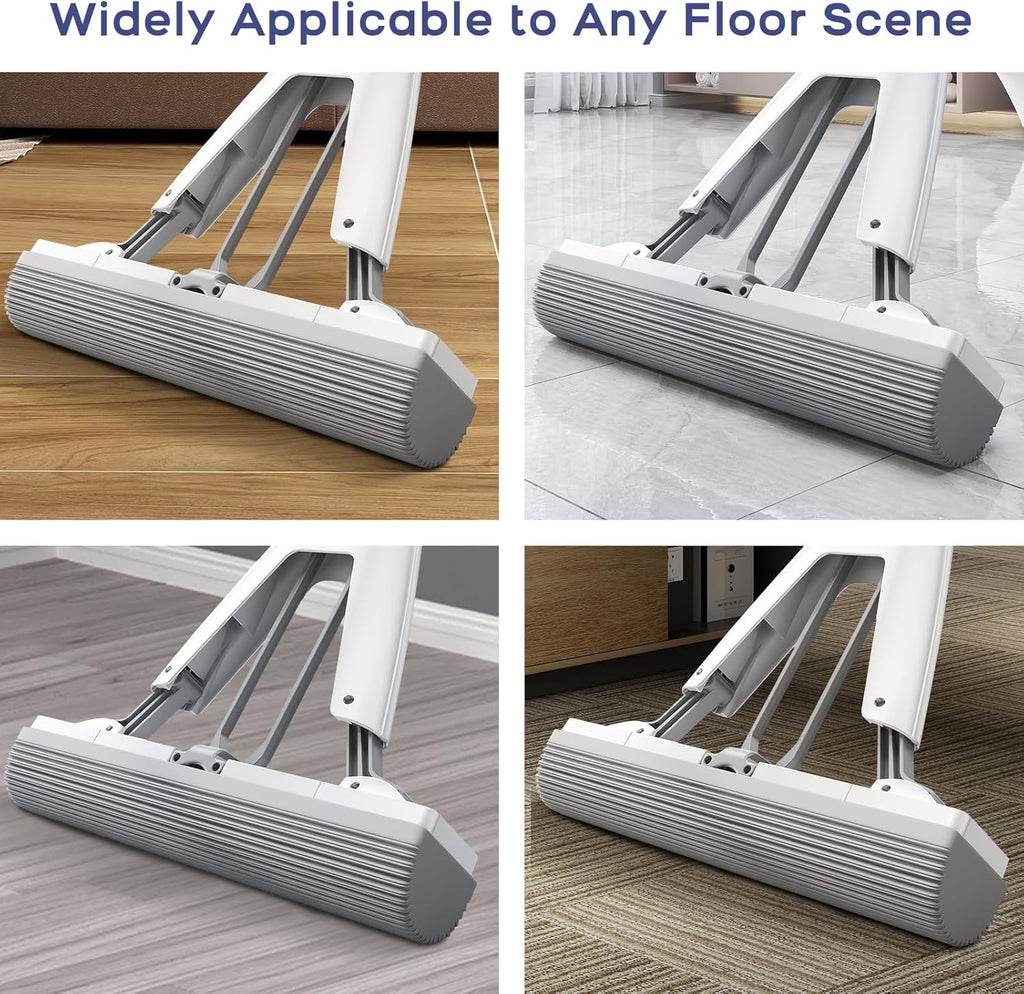 Mop and Bucket with Wringer Set for Home Floor Cleaning, Self Squeezing mini Hand mop with 3 Absorbent Sponge Mop Refills and Adjustable Height