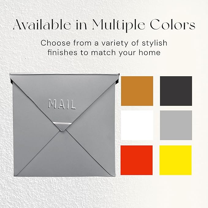 NACH Mailboxes for Outside Wall Mount, 10 x 10 x 4 inch Silver Mail Boxes for House Outside, Waterproof Mailboxes for Outside - Chicago Style Mail Box