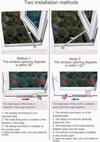 Casement Window Hinges - Windproof Stays, Latch & Brace, Angled Base, Sprayed Silver, 2 Pair