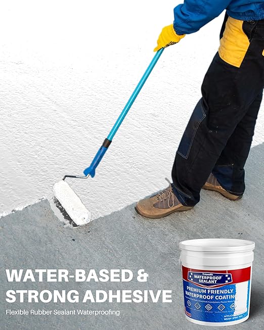 Polyurethane Waterproof Coating, 1 Gallon, White Waterproof Sealant for Roof, Concrete, Wall, Multi-Surface Leak Repair Coating, Durable Water-Based Rubber Sealant Indoor & Outdoor