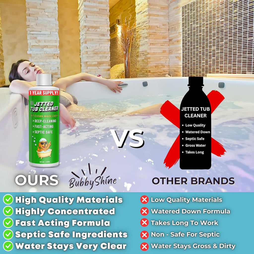 Jetted Tub Cleaner For Bathtub Jets - Whirlpool & Jacuzzi Tubs, Fast Acting, Best Spa Cleaner Chemical For The Jets And The Tubes, Pro Grade Heavy Duty, Made In USA, 16 oz