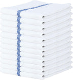 Arkwright Qwick Wick Bar Mop Towels - (Pack of 12) 100% Cotton Quick Dry Dishcloths, Super Absorbent Multipurpose Cleaning Rags for Restaurants, Kitchen, Bathroom, Hotel, 16 x 19 in, Blue Stripe