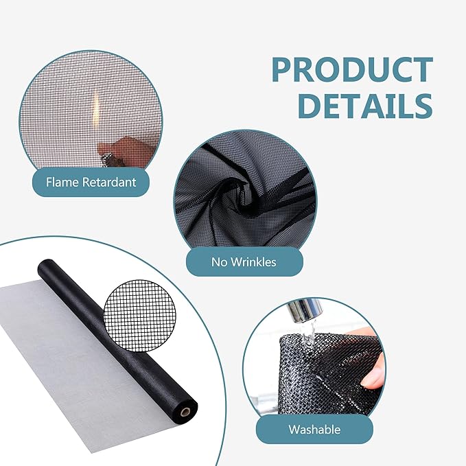 Window Screen Mesh for House Windows Screen Replacement Durable Fiberglass Mesh Screen Roll Adjustable 96"x100’ Door Repair Kit Easy to Install Suitable for Windows, Doors and Porches