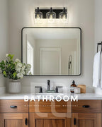 Bathroom Light Fixtures, 3-Light Modern Vanity Light with Clear Glass Wine Glass-Shaped Shade, Vanity Lighting Fixtures Over Mirror, Matte Black, VL155-MB-3