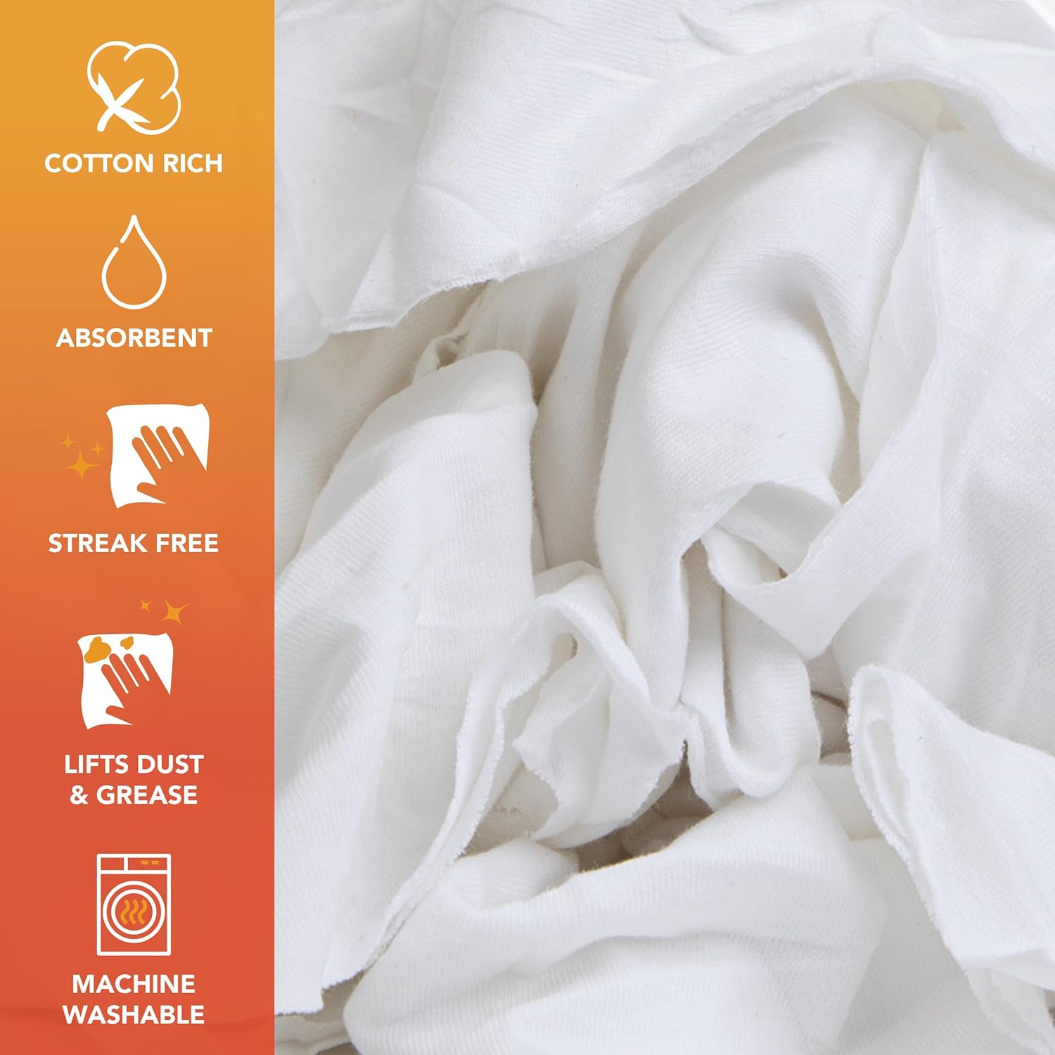 Arkwright W43 Cotton Tshirt Rags - 5 lb Box - Soft Lint Free Cloths for Cleaning, Streak & Scratch-Free, Professional Grade Wiping Towels for Polishing, Painting, and Staining, White