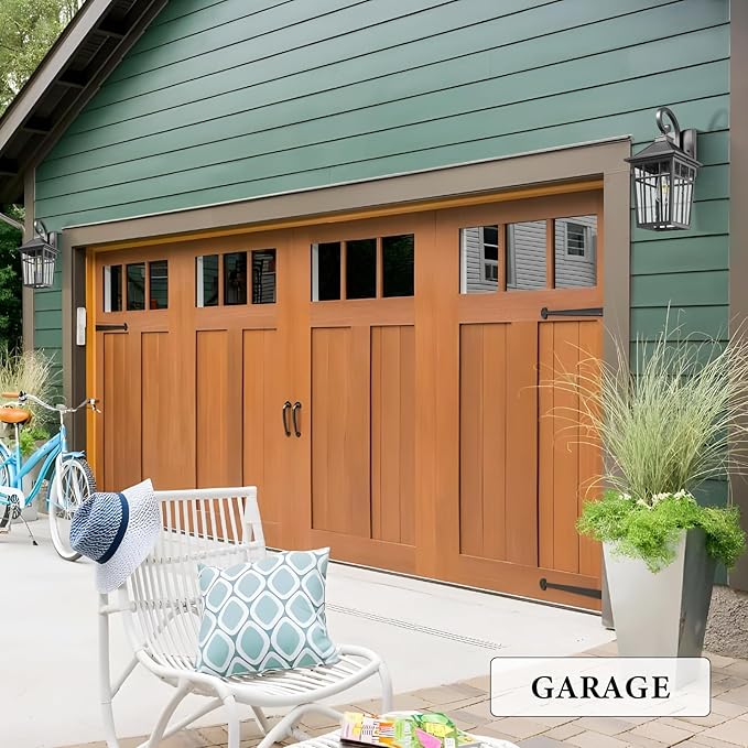 Darkaway Large Outdoor Wall Lights for House, 18inch Exterior Lighting Fixtures 2pcs Wall Mount Outdoor Porch Lights Black Outdoor Sconce Lights with Seeded Glass for Hallway Garage