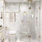 TURS Brushed Gold 8 Piece Bathroom Hardware Set, SUS304 Stainless Steel 24 Inch and 20 Inch Bath Towel Bar Set, Round Bathroom Accessories Kit Wall Mounted