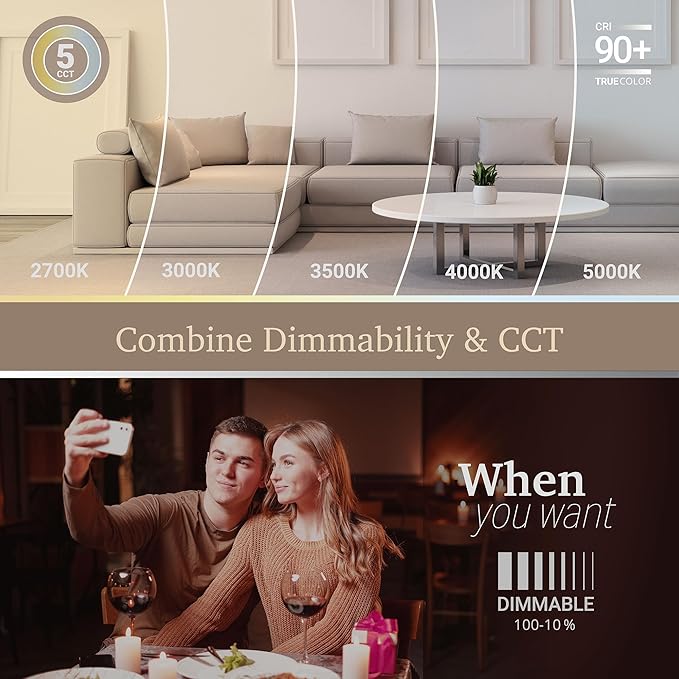 NUWATT 24 Pack 4 Inch Gimbal LED Recessed Lighting Retrofit, 4" Sloped Ceiling Light, 5 CCT 2700K/3000K/3500K/4000K/5000K, Dimmable, High Output 750LM, 10W, 90 CRI Eyeball Lights, Aluminum Trim, ETL