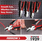 ARROW High Leverage Diagonal Pliers, 6 Inch Wire Cutters with Comfortable TPR Handle, High Carbon Steel Side Cutters for Cutting Wire