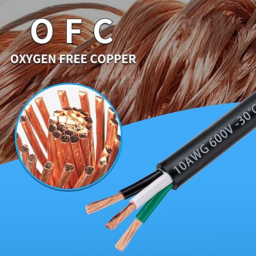 10 Gauge 3 Conductor Electrical Wire 10 AWG 3 Wire Oxygen-Free Copper PVC Stranded 26FT 10/3 Wire for LED Lighting Outdoor Low Voltage Extension Cable (10AWG-3C, 26FT)