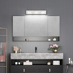 Ralbay 24inch Brushed Nickel Bathroom Vanity Lights 3-Light Metal Acrylic LED Modern Bathroom Wall Lighting Fixtures